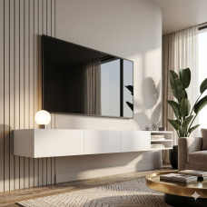 وحدة تلفزيون معلقة بيضاء بتصميم عصري وحدة تلفزيون معلقة بيضاء بتصميم عصري